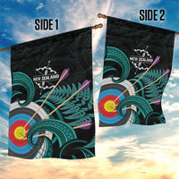New Zealand Archery Garden Flag Turquoise Maori Silver Fern LT01 - Polynesian Pride