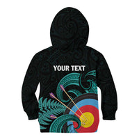 Personalised New Zealand Archery Kid Hoodie Turquoise Maori Silver Fern