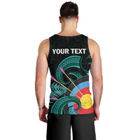 Personalised New Zealand Archery Men Tank Top Turquoise Maori Silver Fern