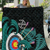 New Zealand Archery Quilt Turquoise Maori Silver Fern