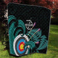 New Zealand Archery Quilt Turquoise Maori Silver Fern