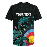 Personalised New Zealand Archery Rugby Jersey Turquoise Maori Silver Fern