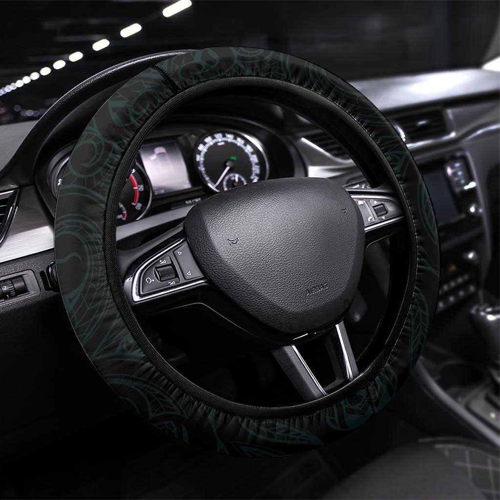 New Zealand Archery Steering Wheel Cover Turquoise Maori Silver Fern LT01 Universal Fit Turquoise - Polynesian Pride