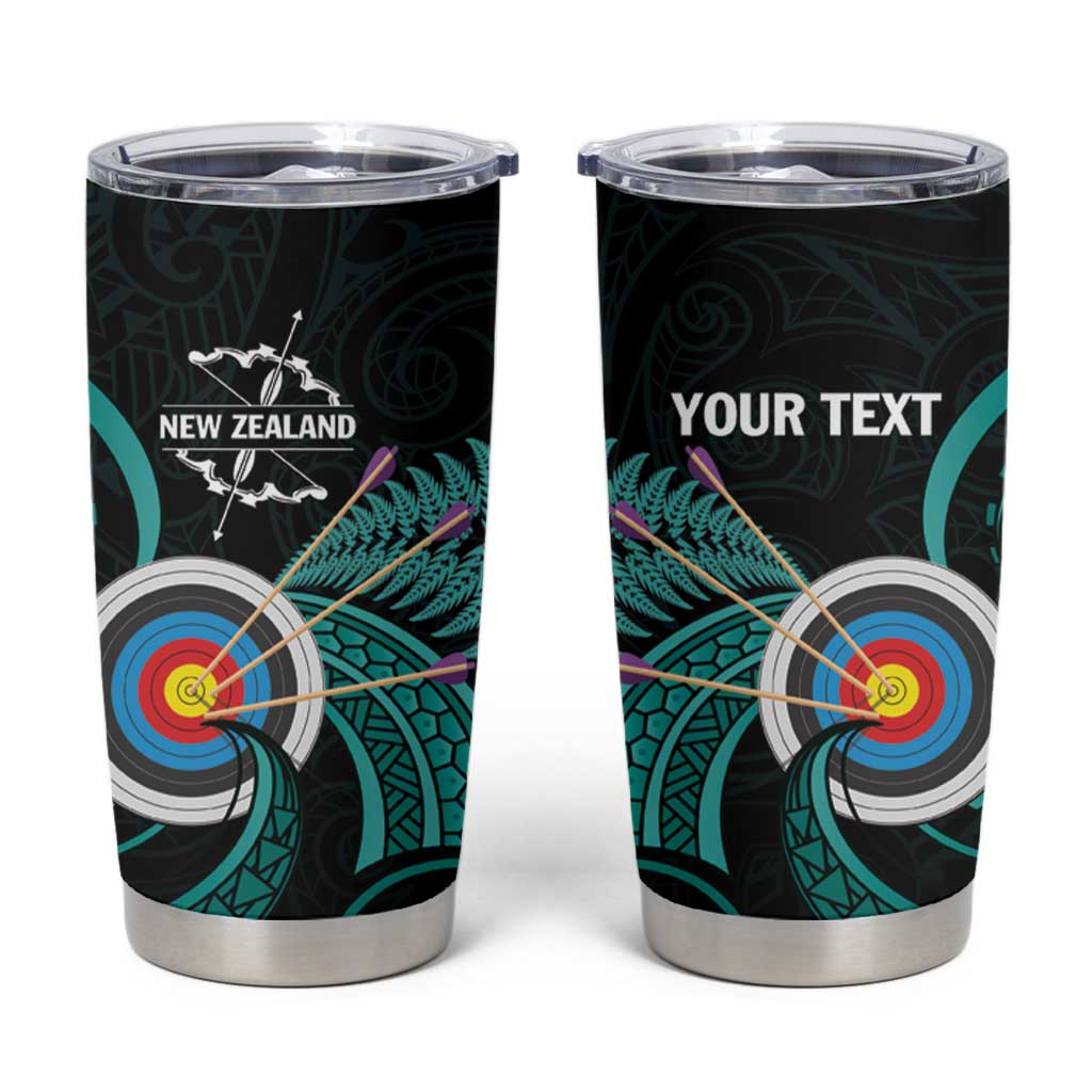 Personalised New Zealand Archery Tumbler Cup Turquoise Maori Silver Fern