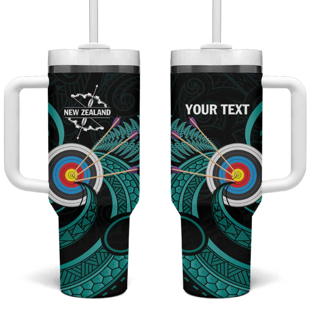 Personalised New Zealand Archery Tumbler With Handle Turquoise Maori Silver Fern LT01 One Size: 40 oz Turquoise - Polynesian Pride