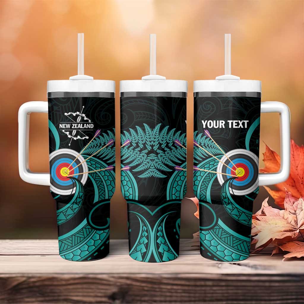 Personalised New Zealand Archery Tumbler With Handle Turquoise Maori Silver Fern LT01 - Polynesian Pride