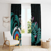 New Zealand Archery Window Curtain Turquoise Maori Silver Fern LT01 - Polynesian Pride