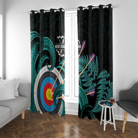 New Zealand Archery Window Curtain Turquoise Maori Silver Fern LT01 With Grommets Turquoise - Polynesian Pride