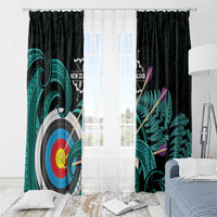 New Zealand Archery Window Curtain Turquoise Maori Silver Fern LT01 - Polynesian Pride
