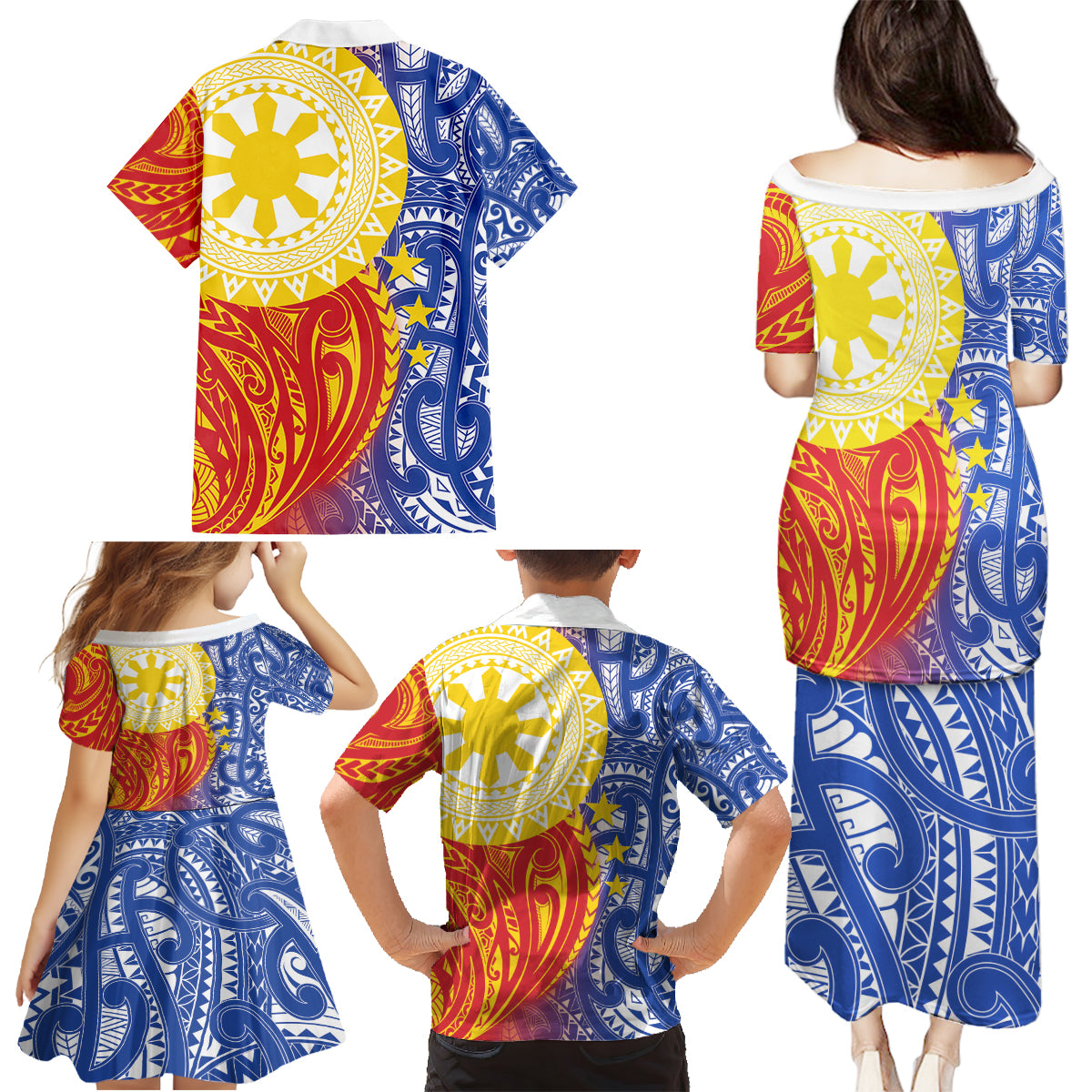 Philippines Family Matching Puletasi and Hawaiian Shirt Pilipinas Polynesian Pattern