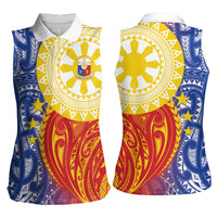 Philippines Women Sleeveless Polo Shirt Pilipinas Polynesian Pattern