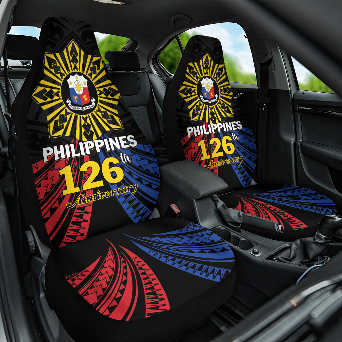 Philippines Independence Day Car Seat Cover Filipino 126th Anniversary Sun Tattoo