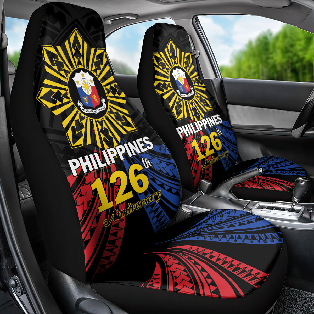 Philippines Independence Day Car Seat Cover Filipino 126th Anniversary Sun Tattoo