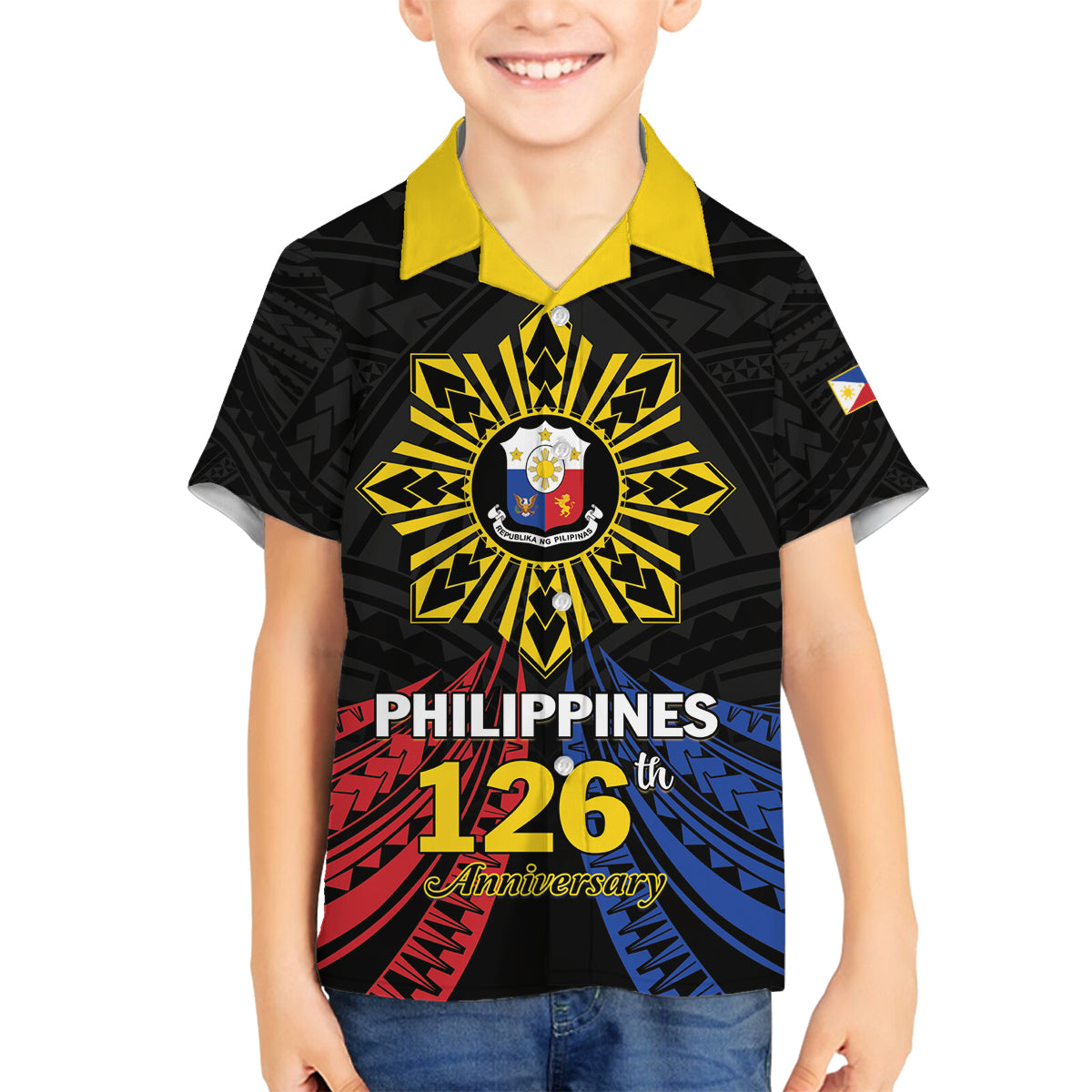 Personalized Philippines Independence Day Family Matching Long Sleeve Bodycon Dress and Hawaiian Shirt Filipino 126th Anniversary Sun Tattoo