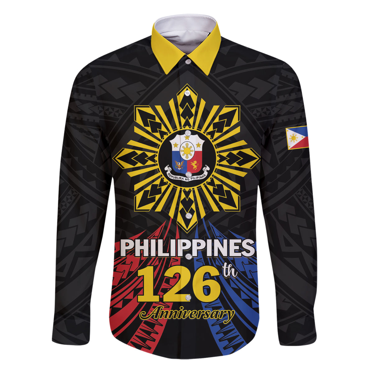 Personalized Philippines Independence Day Family Matching Short Sleeve Bodycon Dress and Hawaiian Shirt Filipino 126th Anniversary Sun Tattoo