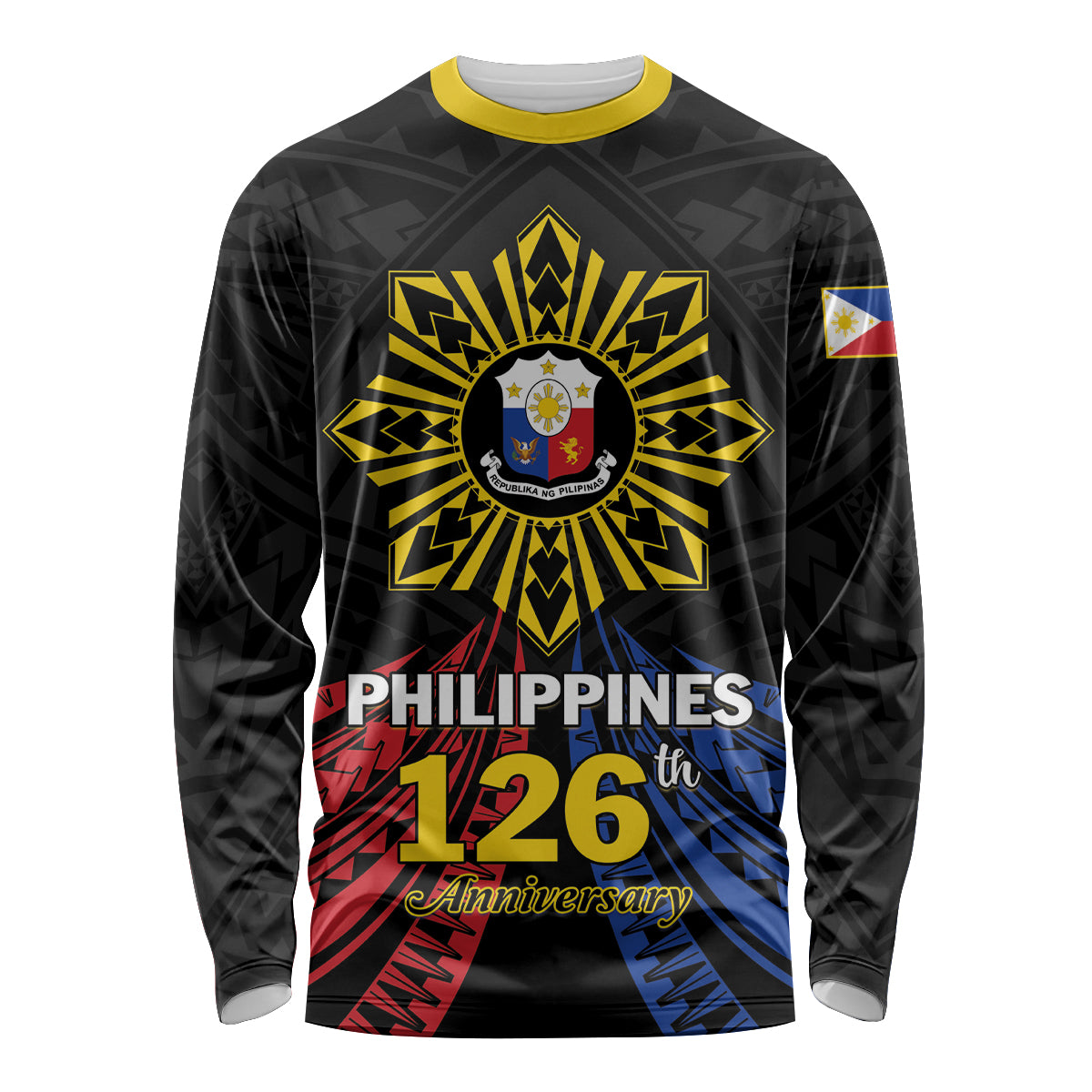 Personalized Philippines Independence Day Long Sleeve Shirt Filipino 126th Anniversary Sun Tattoo