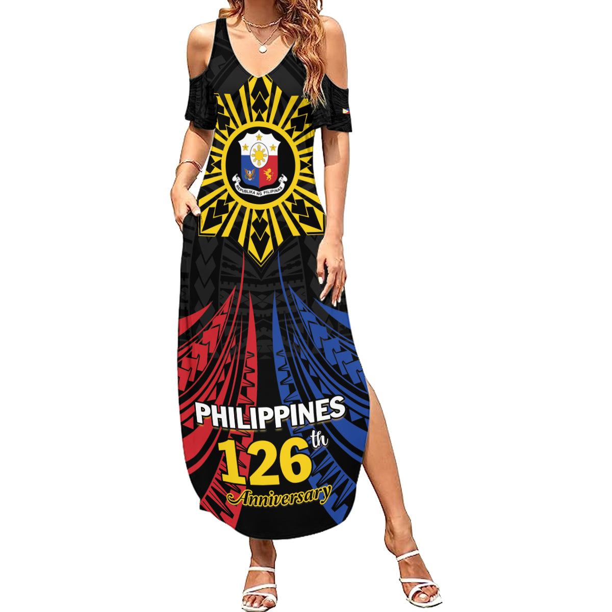 Personalized Philippines Independence Day Summer Maxi Dress Filipino 126th Anniversary Sun Tattoo