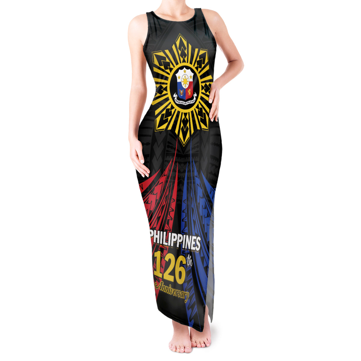 Personalized Philippines Independence Day Tank Maxi Dress Filipino 126th Anniversary Sun Tattoo