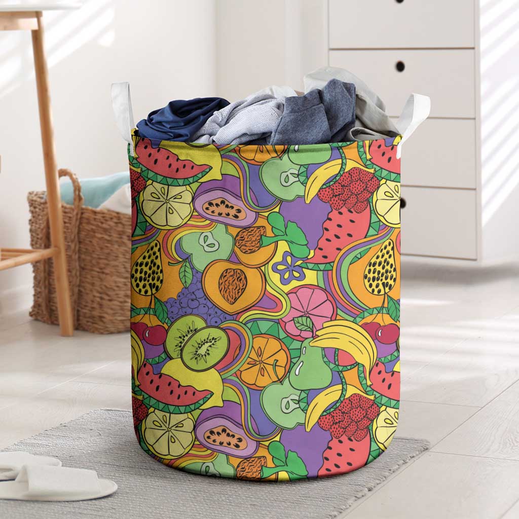 Hawaii Fruits Hippie Style Laundry Basket Vibrant Colorful
