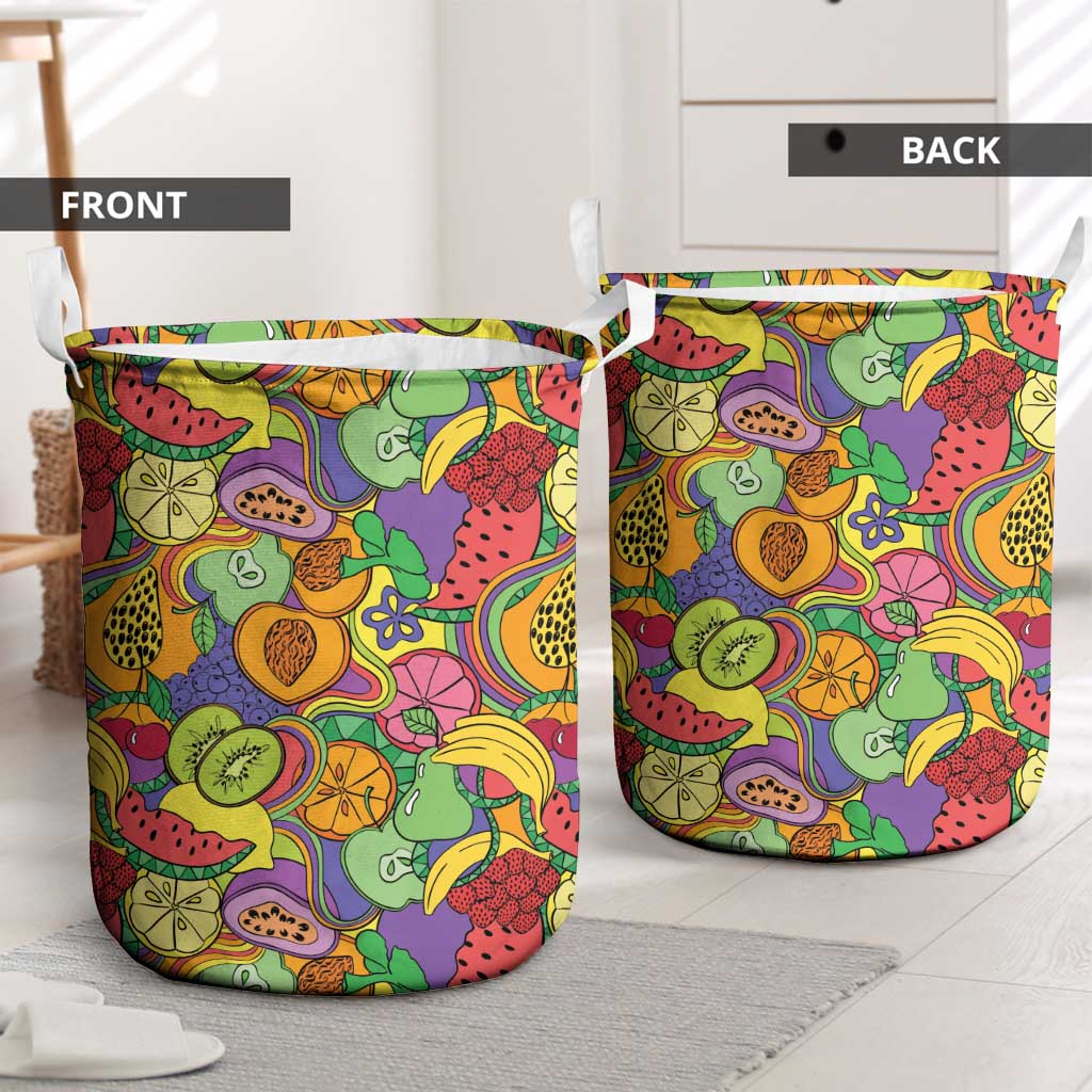 Hawaii Fruits Hippie Style Laundry Basket Vibrant Colorful