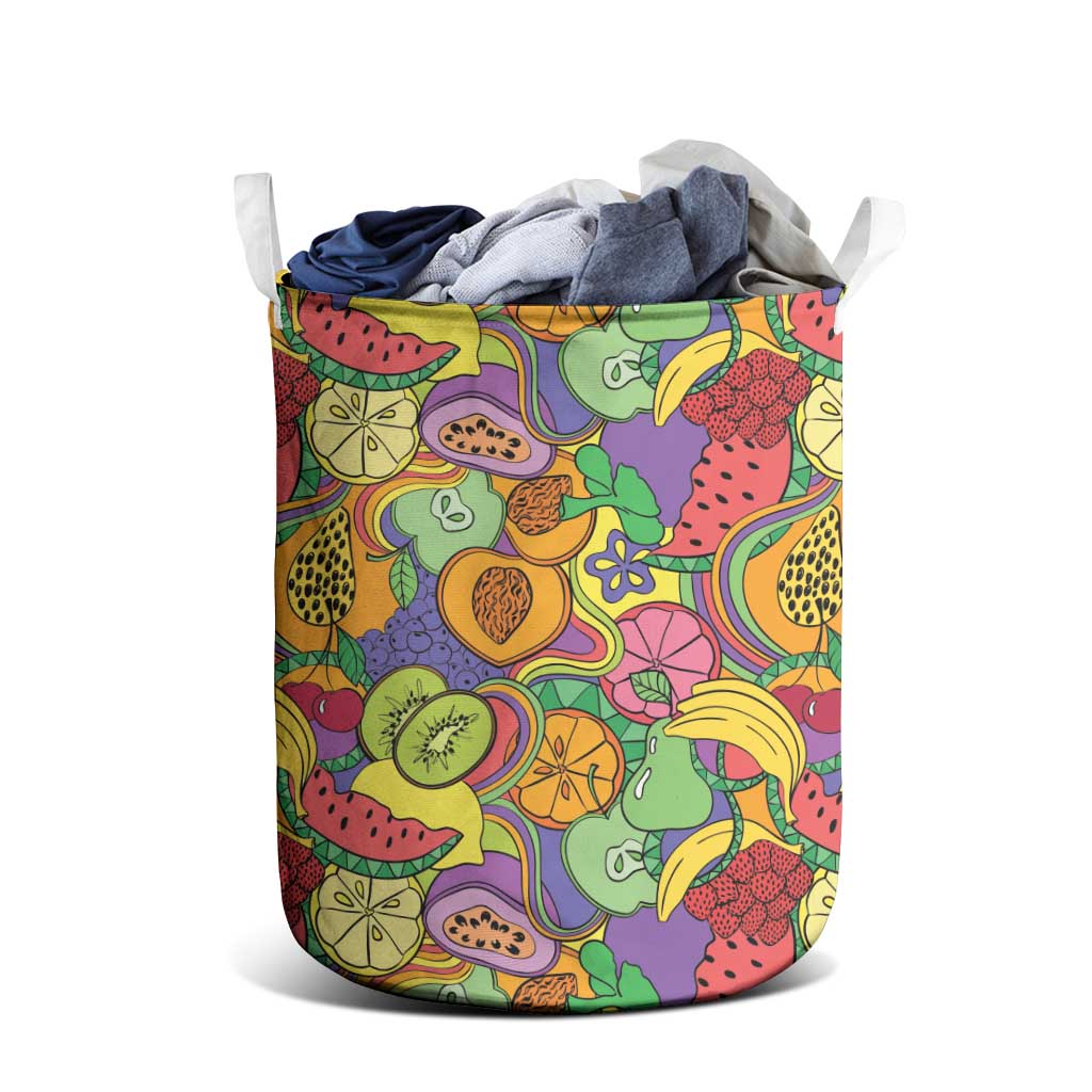 Hawaii Fruits Hippie Style Laundry Basket Vibrant Colorful
