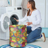 Hawaii Fruits Hippie Style Laundry Basket Vibrant Colorful