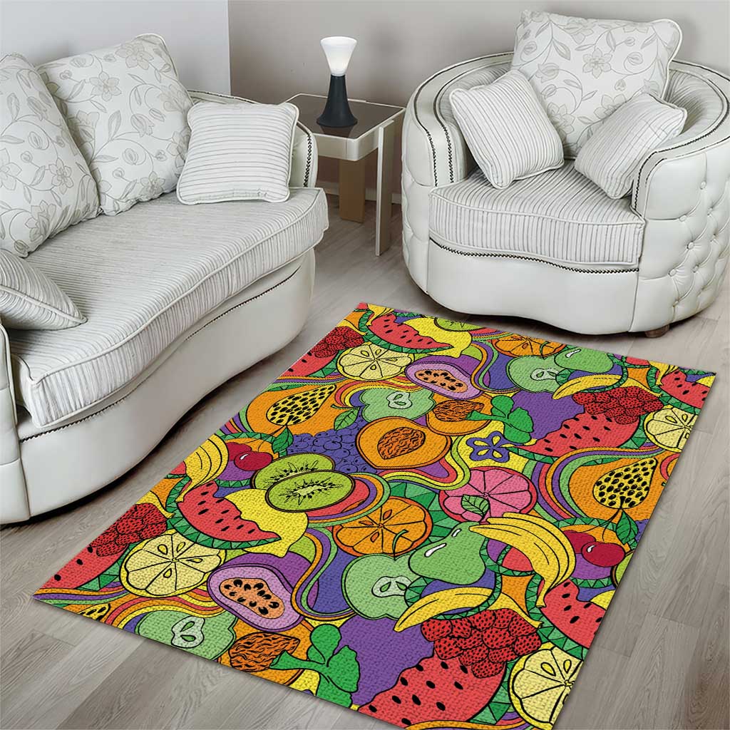 Hawaii Fruits Hippie Style Area Rug Vibrant Colorful LT01 - Polynesian Pride