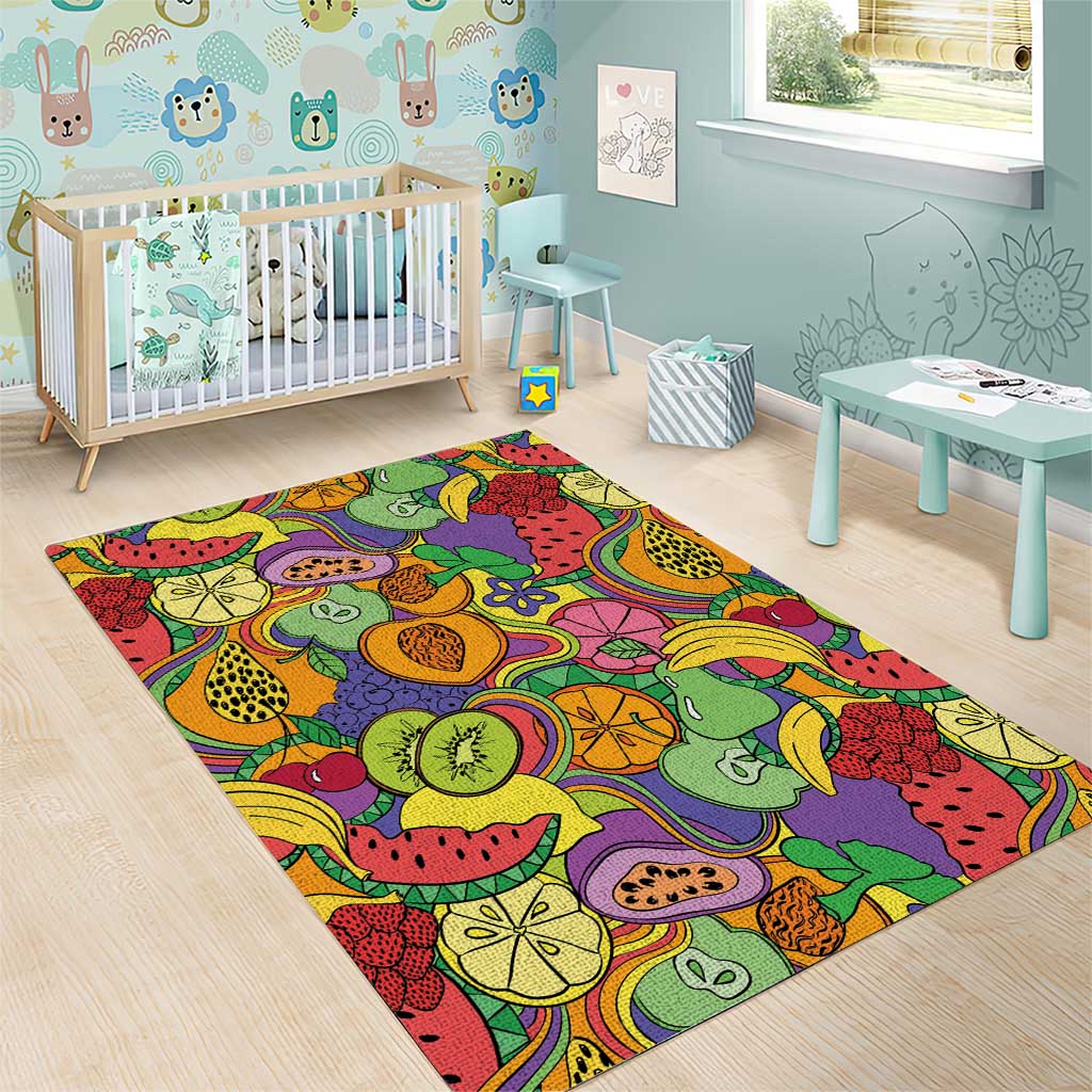 Hawaii Fruits Hippie Style Area Rug Vibrant Colorful LT01 - Polynesian Pride