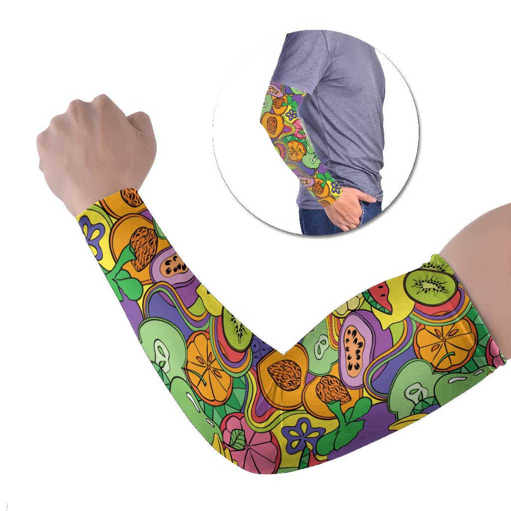 Hawaii Fruits Hippie Style Arm Sleeves Vibrant Colorful LT01 Set of 2 Multicolor - Polynesian Pride