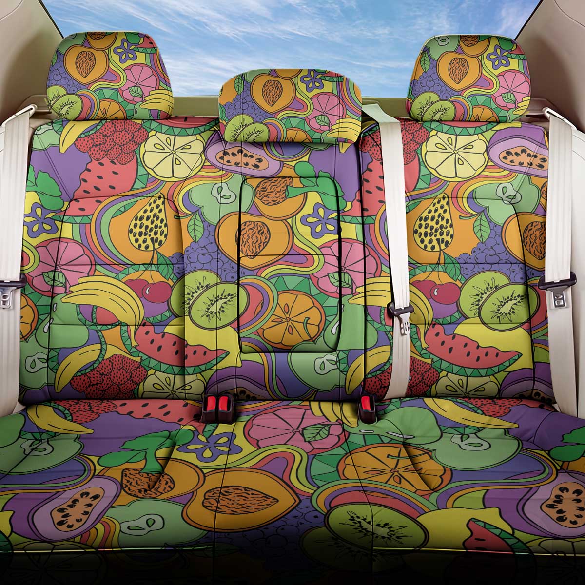 Hawaii Fruits Hippie Style Back Car Seat Cover Vibrant Colorful LT01 One Size Multicolor - Polynesian Pride