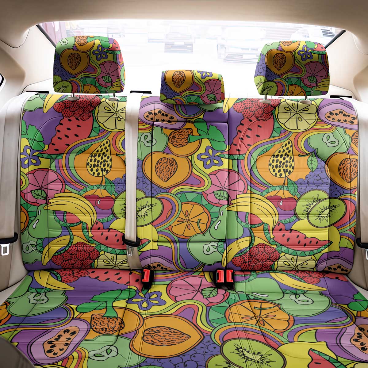 Hawaii Fruits Hippie Style Back Car Seat Cover Vibrant Colorful LT01 - Polynesian Pride