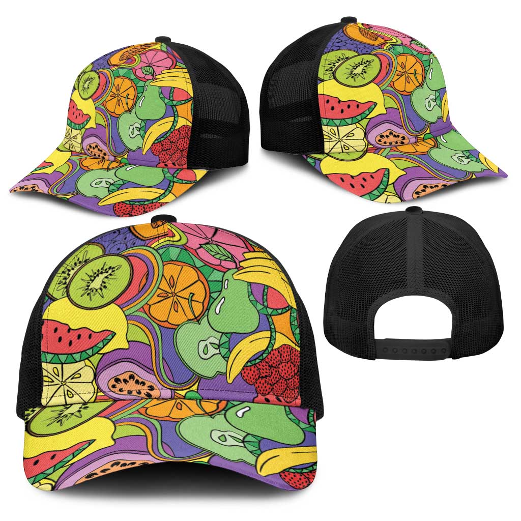 Hawaii Fruits Hippie Style Baseball Net Cap Vibrant Colorful