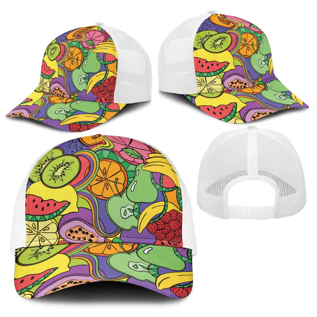 Hawaii Fruits Hippie Style Baseball Net Cap Vibrant Colorful