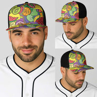 Hawaii Fruits Hippie Style Baseball Net Cap Vibrant Colorful