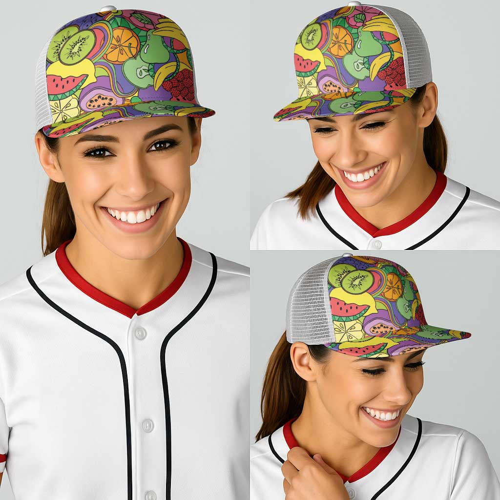 Hawaii Fruits Hippie Style Baseball Net Cap Vibrant Colorful