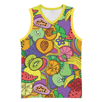 Hawaii Fruits Hippie Style Basketball Jersey Vibrant Colorful LT01 Unisex Multicolor - Polynesian Pride
