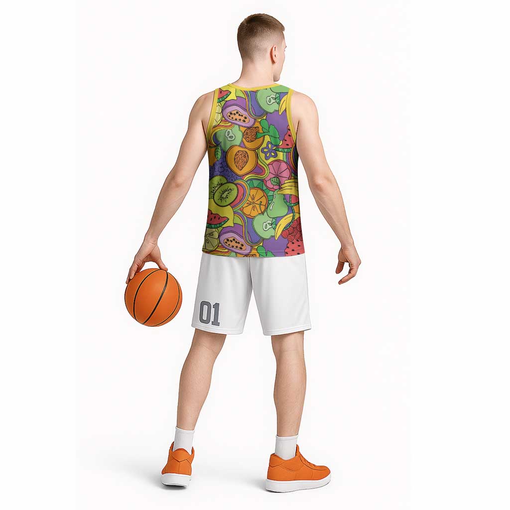 Hawaii Fruits Hippie Style Basketball Jersey Vibrant Colorful LT01 - Polynesian Pride