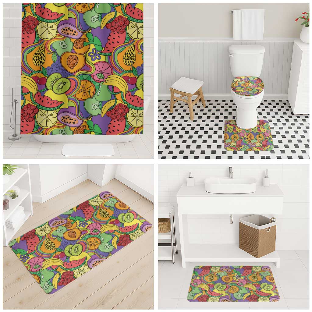 Hawaii Fruits Hippie Style Bathroom Set Vibrant Colorful LT01 - Polynesian Pride