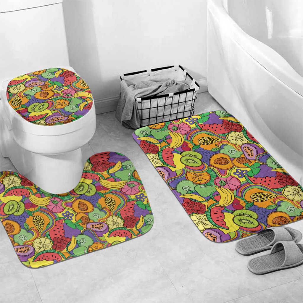 Hawaii Fruits Hippie Style Bathroom Set Vibrant Colorful LT01 Mat Set Only (3 pcs) One Size Multicolor - Polynesian Pride