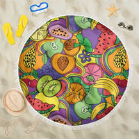 Hawaii Fruits Hippie Style Beach Blanket Vibrant Colorful LT01 One Size 150cm Multicolor - Polynesian Pride