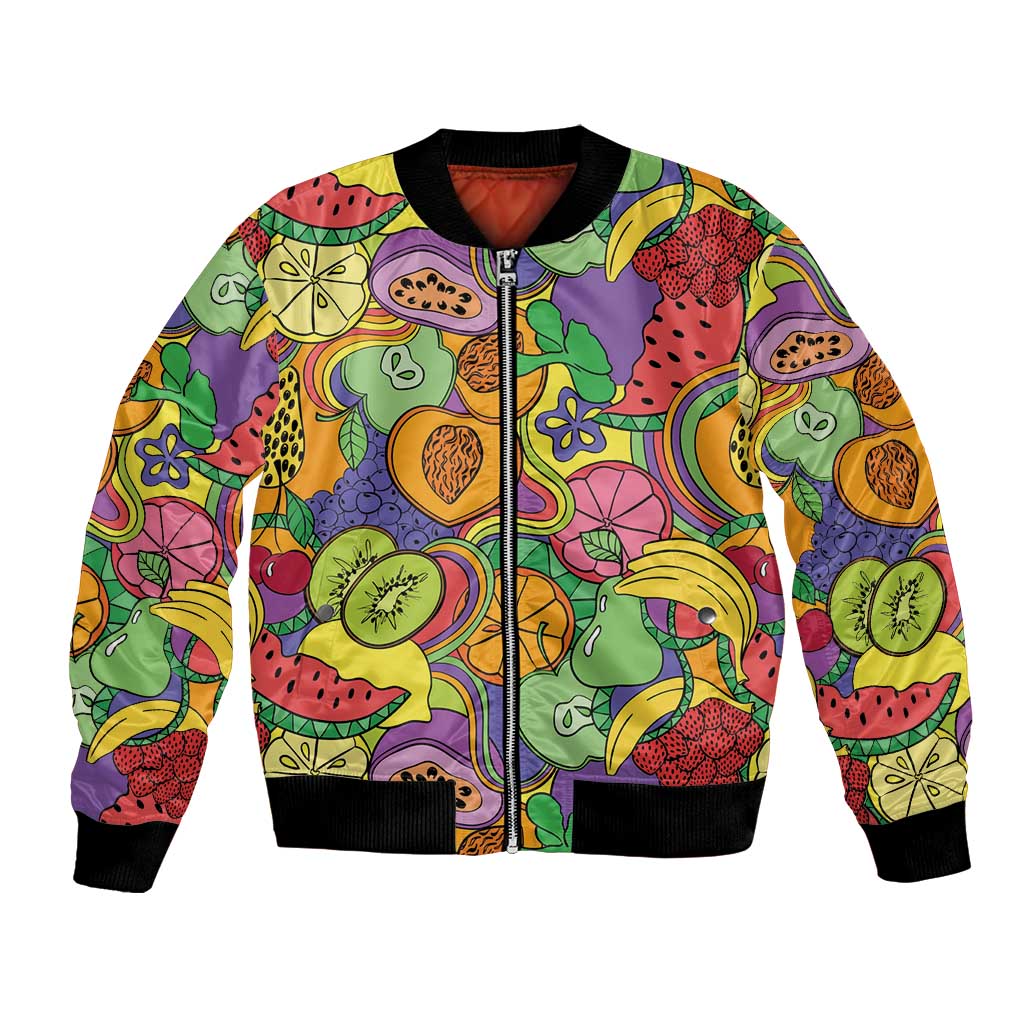 Hawaii Fruits Hippie Style Bomber Jacket Vibrant Colorful LT01 Unisex Multicolor - Polynesian Pride
