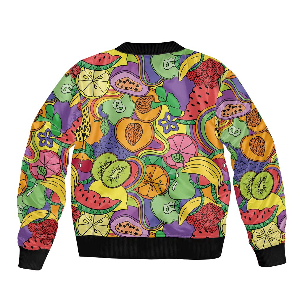 Hawaii Fruits Hippie Style Bomber Jacket Vibrant Colorful LT01 - Polynesian Pride
