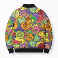 Hawaii Fruits Hippie Style Bomber Puffer Jacket Vibrant Colorful