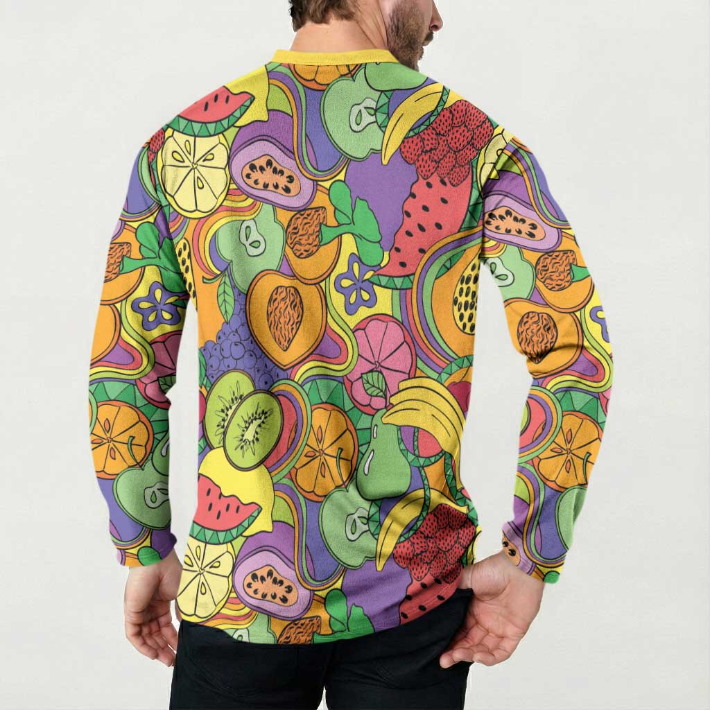 Hawaii Fruits Hippie Style Button Sweatshirt Vibrant Colorful LT01 - Polynesian Pride