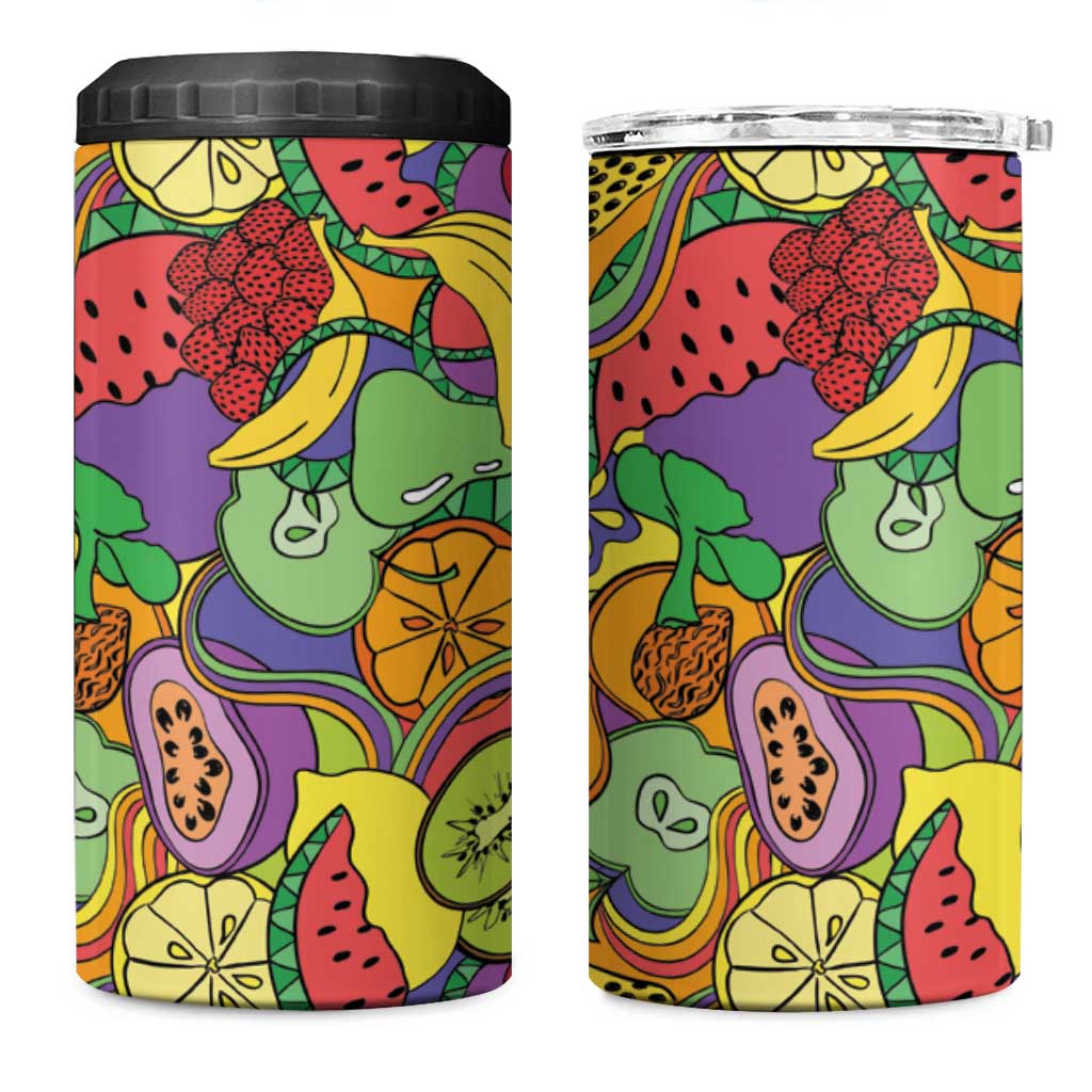 Hawaii Fruits Hippie Style 4 in 1 Can Cooler Tumbler Vibrant Colorful LT01 One Size: 16 oz Multicolor - Polynesian Pride
