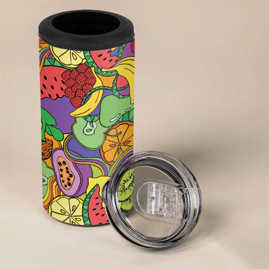 Hawaii Fruits Hippie Style 4 in 1 Can Cooler Tumbler Vibrant Colorful LT01 - Polynesian Pride