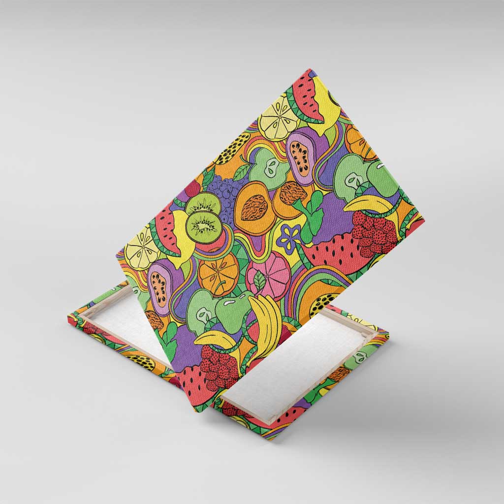Hawaii Fruits Hippie Style Canvas Wall Art Vibrant Colorful LT01 With Frame Multicolor - Polynesian Pride