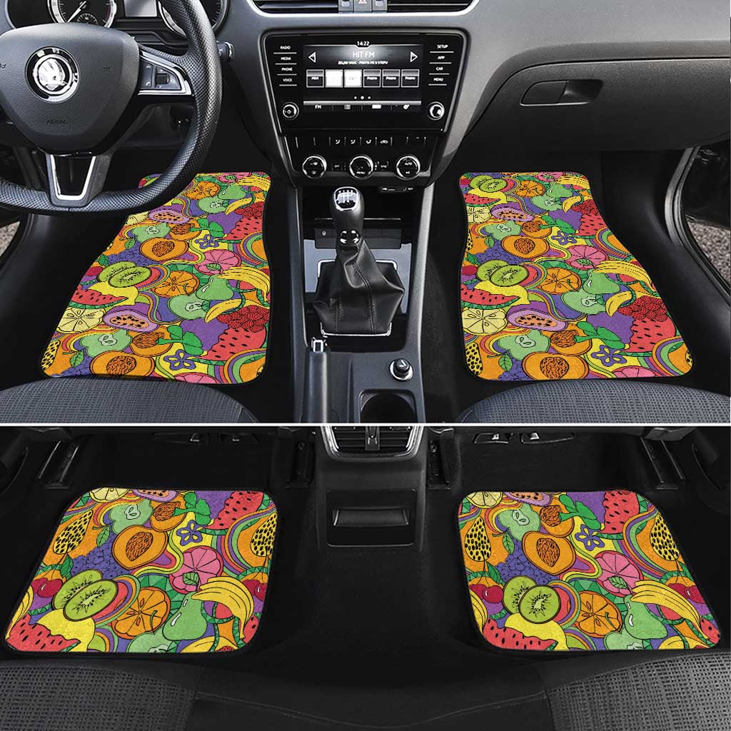 Hawaii Fruits Hippie Style Car Mats Vibrant Colorful LT01 Set 4pcs Multicolor - Polynesian Pride