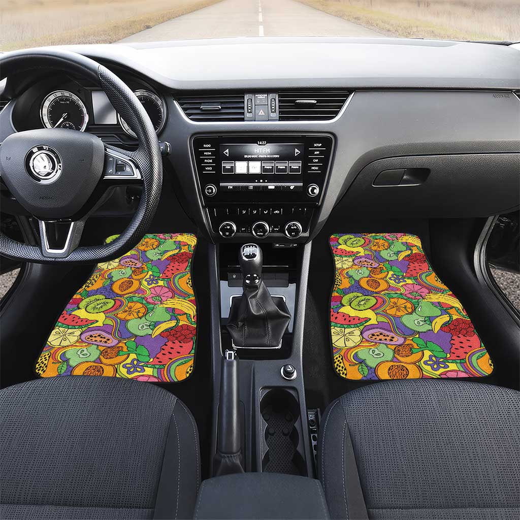 Hawaii Fruits Hippie Style Car Mats Vibrant Colorful LT01 Set 2pcs - Front Multicolor - Polynesian Pride