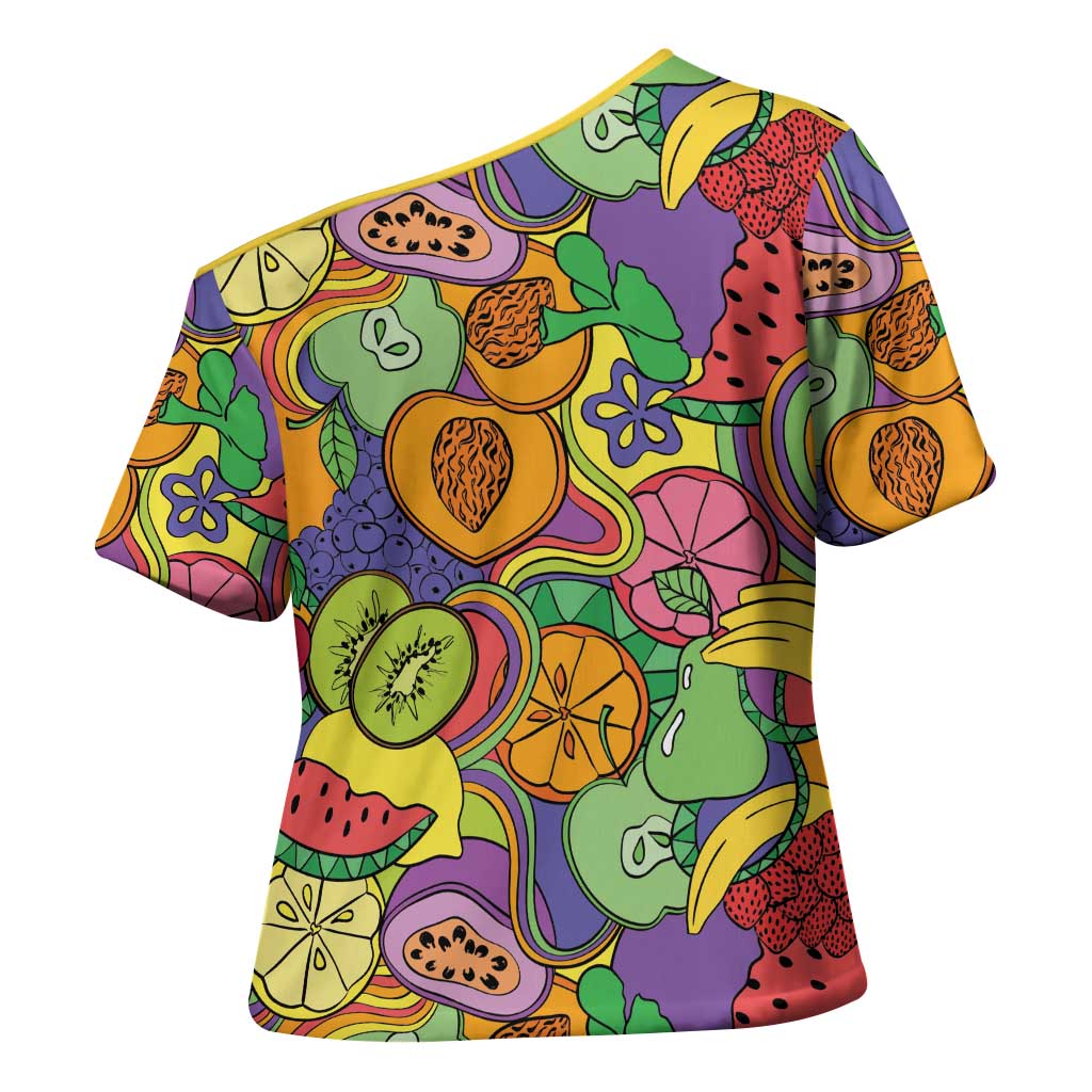 Hawaii Fruits Hippie Style Cross Shoulder Shirt Vibrant Colorful LT01 - Polynesian Pride